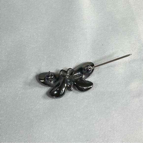 Avon Tiny Pink & Orange Rhinestone Butterly Brooch Pin - Picture 5 of 6